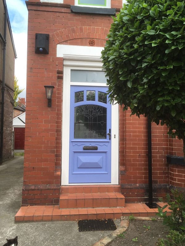 Accoya blue timber door Manchester