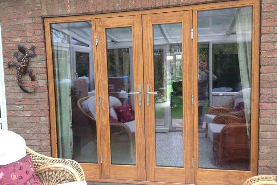 Accoya wood oak effect French doors