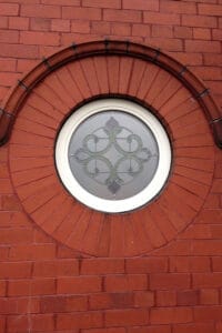 Accoya circular window with leaded light