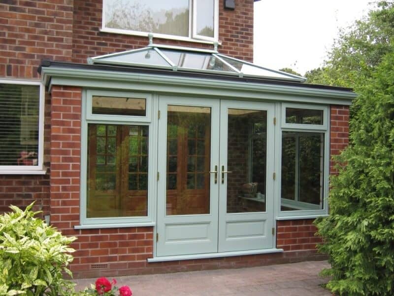 Duck egg orangery with french doors