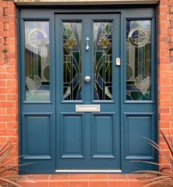 Farrow and Ball Hague Blue Accoya timber entrance unit