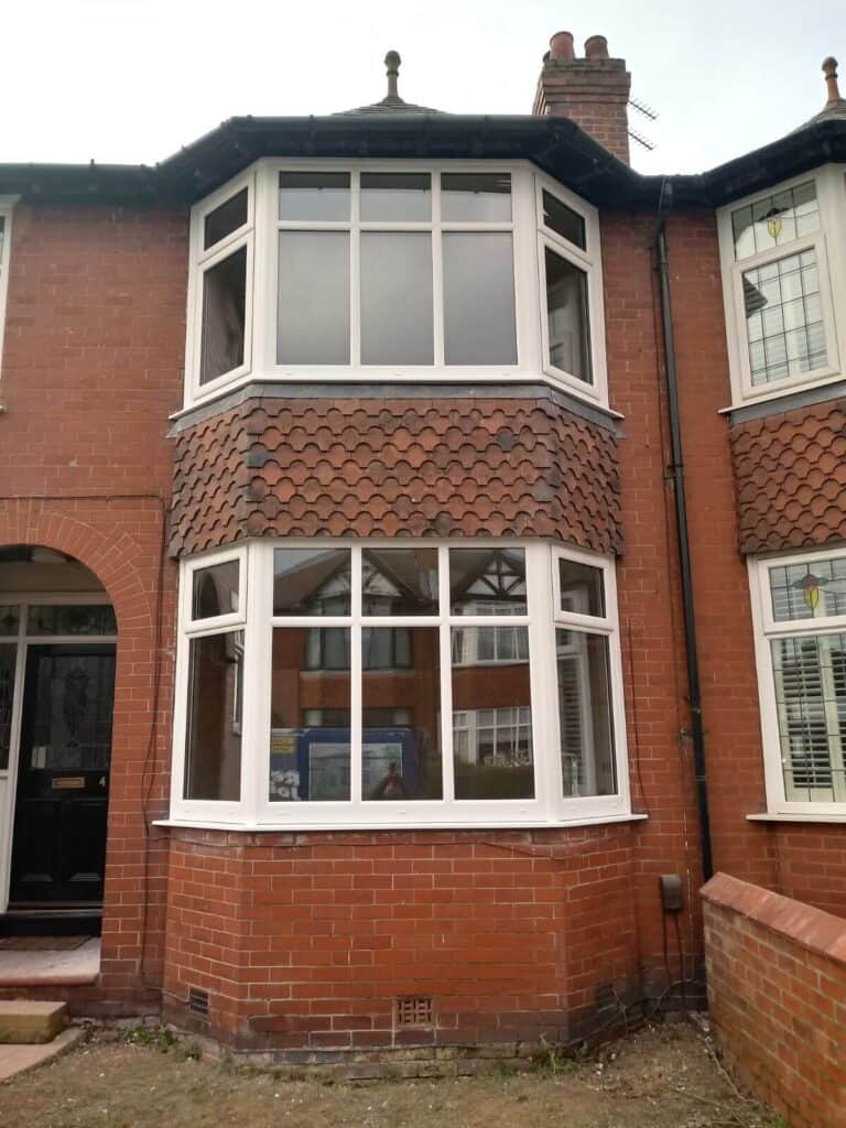 Front view of bay windows