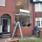 Bay windows mid-installation