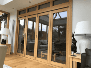 Accoya wood oak effect bifold doors