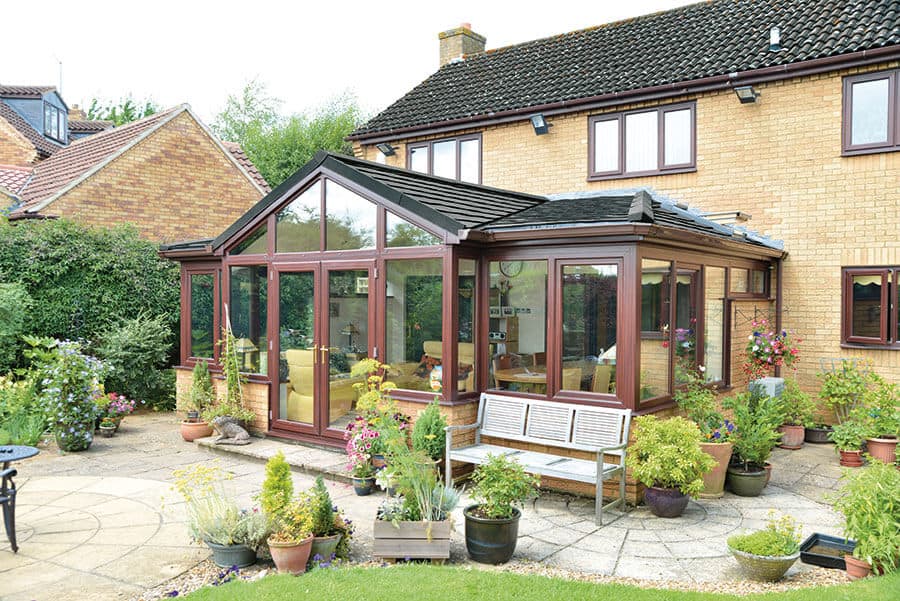 Supalite tiled conservatory roof tiles brown garden