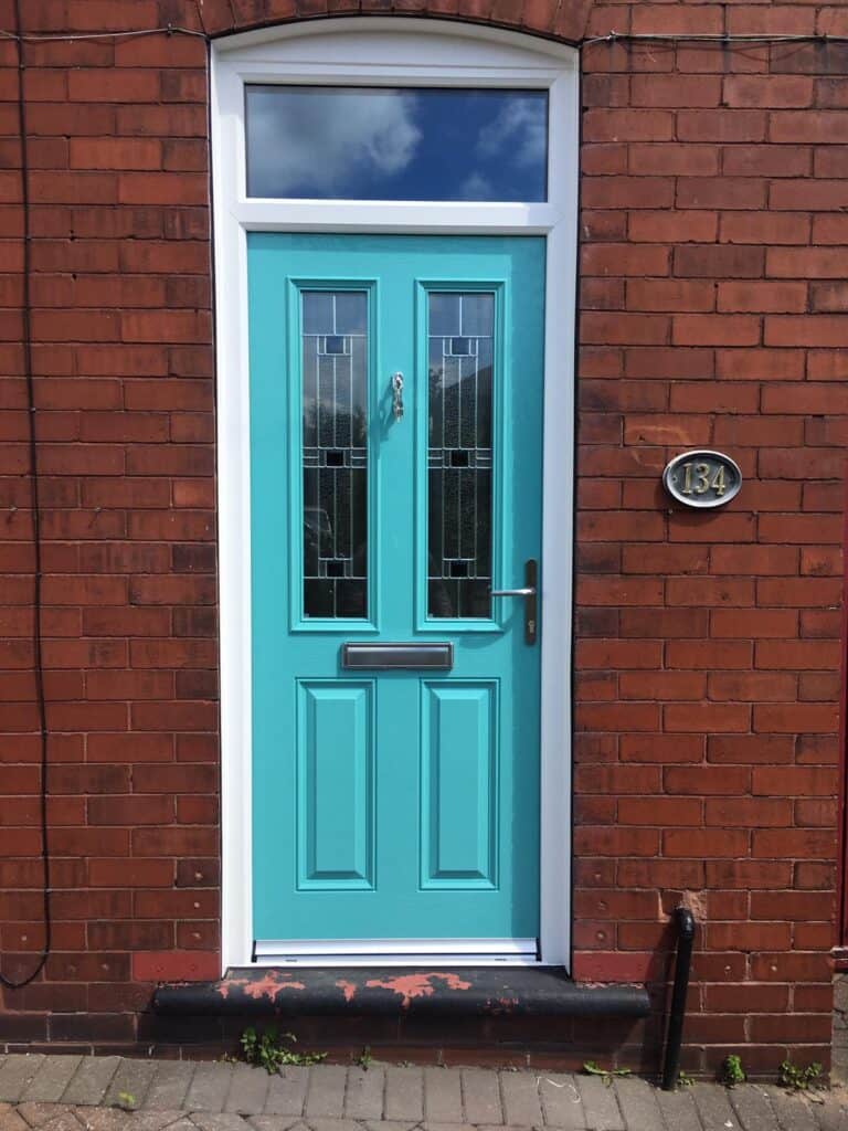 Turquoise blue safeguard composite door