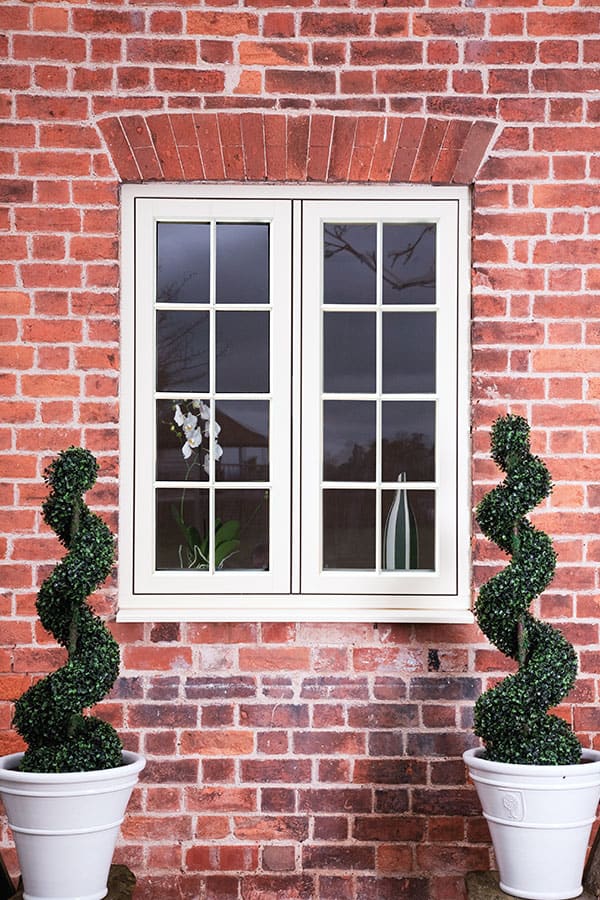 White flush sash window