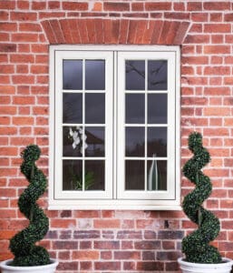 White flush sash window