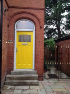 Yellow Accoya timber entrance door