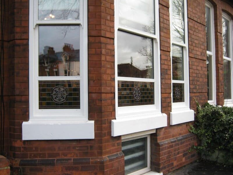 Accoya sash windows with stained glass