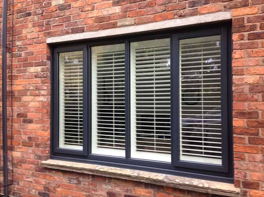 Grey-white Accoya wood window