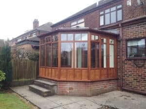 Hardwood timber conservatory installation