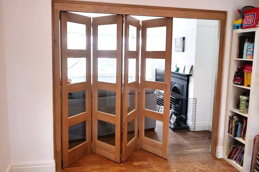 Oak internal bi-folding door
