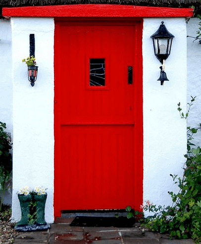 timber stable front door in red