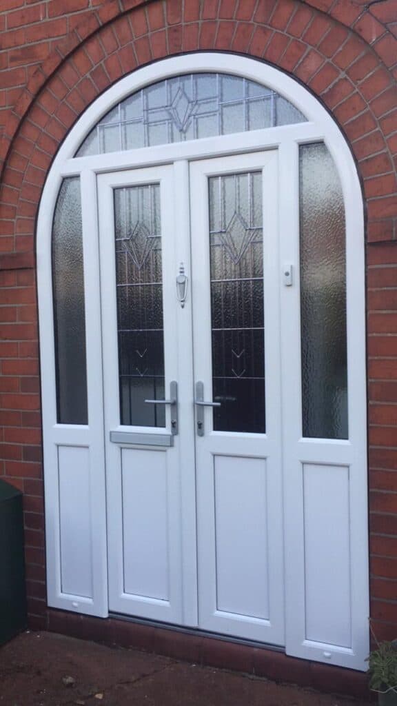 uPVC french front doors with side panels