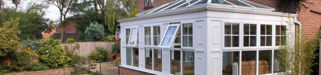 A uPVC orangery in white