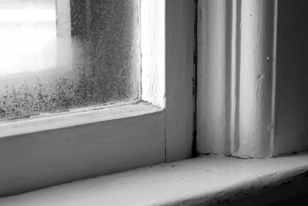 Close up of a worn window